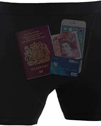 Smuggling Duds Men's Stash Boxer Brief Shorts - Pickpocket Proof Travel Secret Pocket Underwear