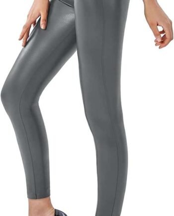 SOGNO D'ORO Women’s Faux Leather Leggings High Waisted PU Leather Slim Trousers Stretch Pants for Women Fleece Lined