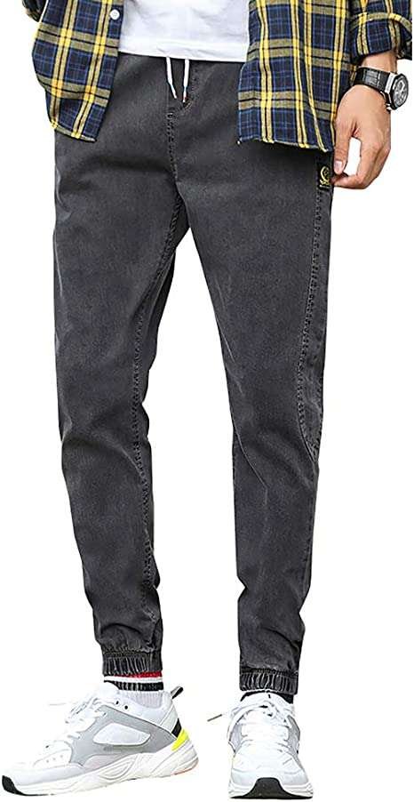 STARNEAK Men's Joggers Denim Jeans Elastic Waist Casual Pull On Pants
