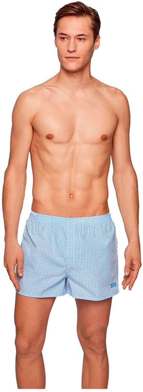 BOSS Mens NOS Boxer CW 2P Two-Pack of Embroidered-Logo Pyjama Shorts in Cotton