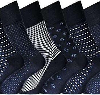 Diabetic Socks Mens 6 Pairs – Mens Cotton Socks Gentle Grip Non Elastic Socks for swollen feet | Smooth Toe Seem | Non Elastic Cuff | 6-11 one size UK