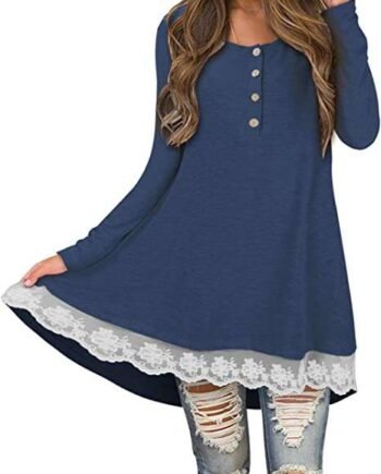 STYLEWORD Women's Cowl Neck Sweater Tops Long Sleeve Elbow Patchs Tunic Dress Patchwork Casual Tunic Jumper