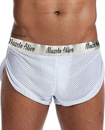 Men Extreme Mesh Shorts with Large Split Sides Underwear Boxers Briefs