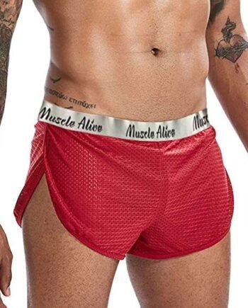 Men Extreme Mesh Shorts with Large Split Sides Underwear Boxers Briefs