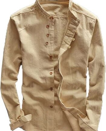Lyon Becker Men's Grandad Casual Shirts Mandarin Collar Smart Shirt Long Sleeve Top