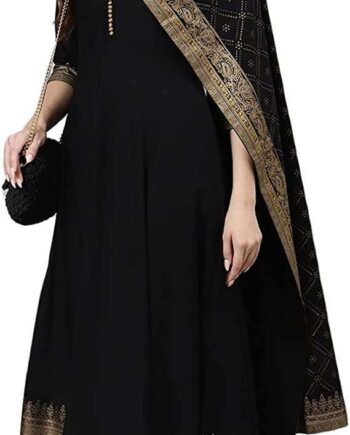 Womens Rayon Printed Anarkali Kurta and Palazzo With Dupatta