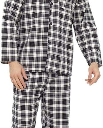 kraftd Mens Pyjama Set Brushed Cotton Printed Flannel Traditional Nightwear Lounge Wear Striped / Checks 2 Piece Sleepwear Pjs