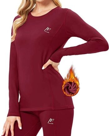 MeetHoo Thermal Underwear for Women, Winter Warm Base Layer Compression Set, Fleece Lined Long Johns Running Skiing