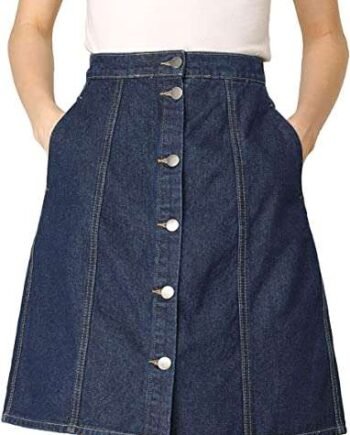Allegra K Women's Denim Skirts Knee Length High Waist A-Line Jean Skirt