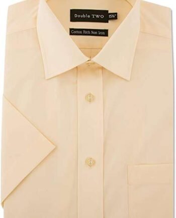 Double Two Men's White Short Sleeve Non-Iron Cotton Rich Shirt
