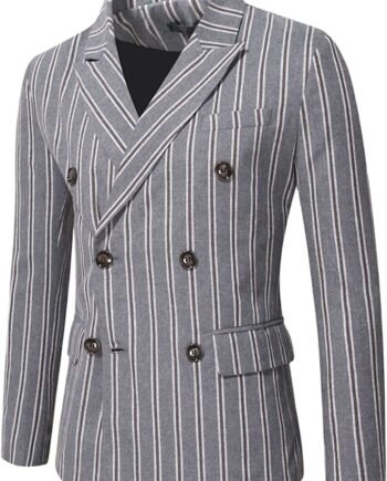 Male Autumn And Winter Suit Double Breasted Plaid Button Lapel Multi Pocket Long Sleeve Blazer Coat 3 Piece Dress Suit