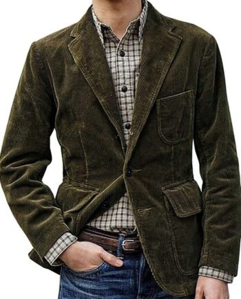 umhouerse Men's Corduroy Blazers Vintage Single Breasted Suit Jackets for Men Office Work Suit Coat Casual Sports Coats