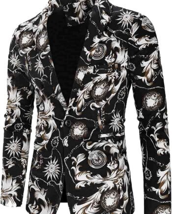Male Suit Blazer Printed Men Slim Jacket Vintage Formal Wedding Dress Stage Costumes for Singers