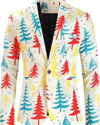 Prom Party Dinner Suit Jacket Suit Jacket for Wedding Party Prom Men's Christmas Blazer Jacket Xmas Fun Ugly One Button
