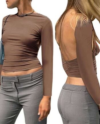 Geagodelia Women's Sexy Backless Top Y2K Fashion Crop Top Ladies Cut Out T-Shirt Summer Clothes Outfit Club Party Streetwear Aesthetic