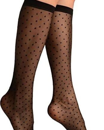 LissKiss Black With Polka Dots Knee High Socks - Black Knee High Spotty Socks