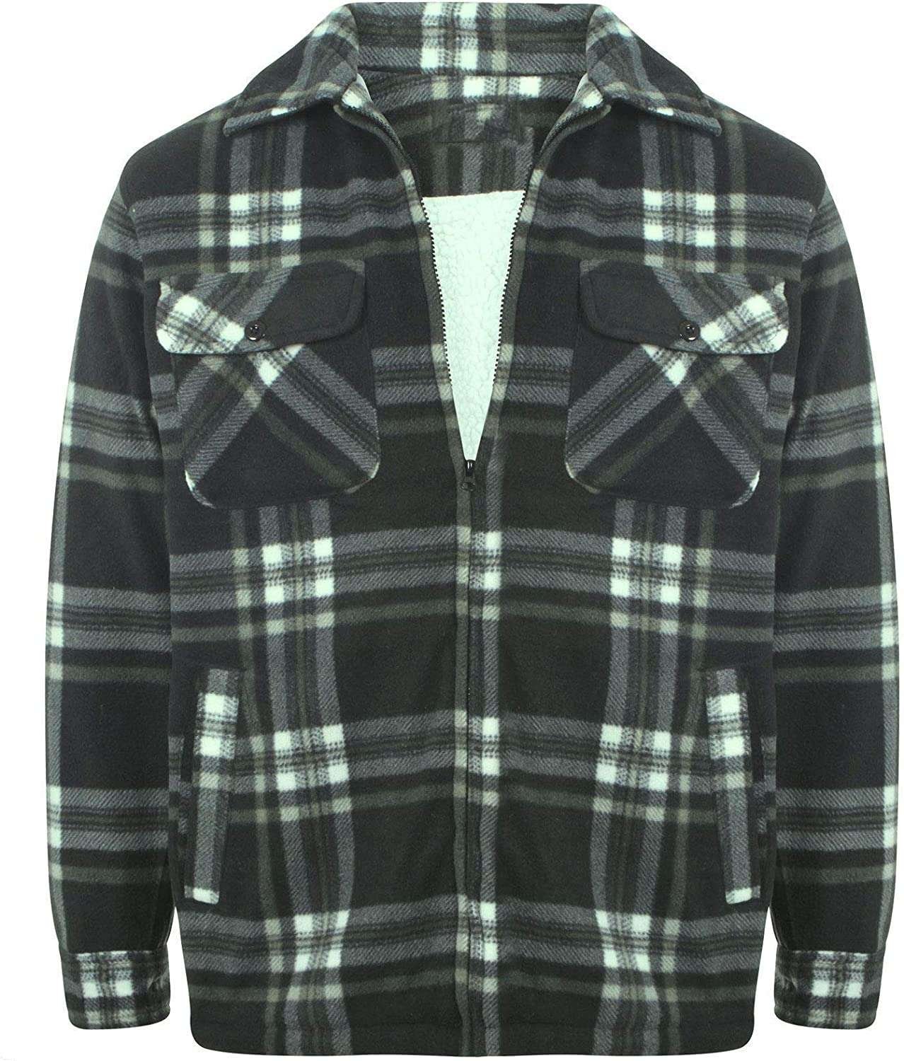 Inspire Me Mens Fleece Padded Lumberjack Hooded Thermal Check Shirt Long Sleeve Sherpa Fur Lined Material Machine Washable Decent Look Feel Comfortable