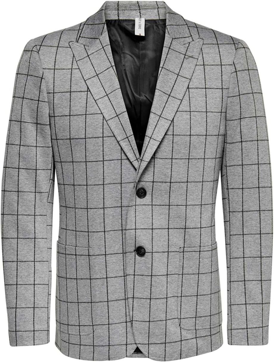 Only & Sons Mens Blazers Herringbone Check Smart Casual Regular Fit Blazer