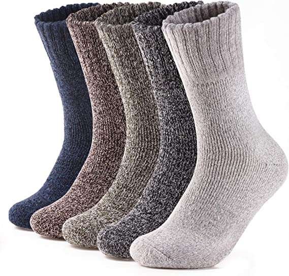 ElifeAcc 5 Pairs of Mens Thick & Warm Heavyweight Wool Thermal Socks Multipack