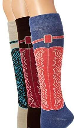 Wrangler Women's Ladies Rayon Horseshoe Boot Socks 3 Pair Pack